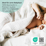 MAKIAN Quadrati di Mussola, Confezione da 10, 80x80 cm, Certificato Oeko-TEX® Standard 100, 10 Panni Antirigurgito Premium - Quadrati di Stoffa a Tessuto Doppio/Quadretti di Mussola, Resistente alla Bollitura - Bianco