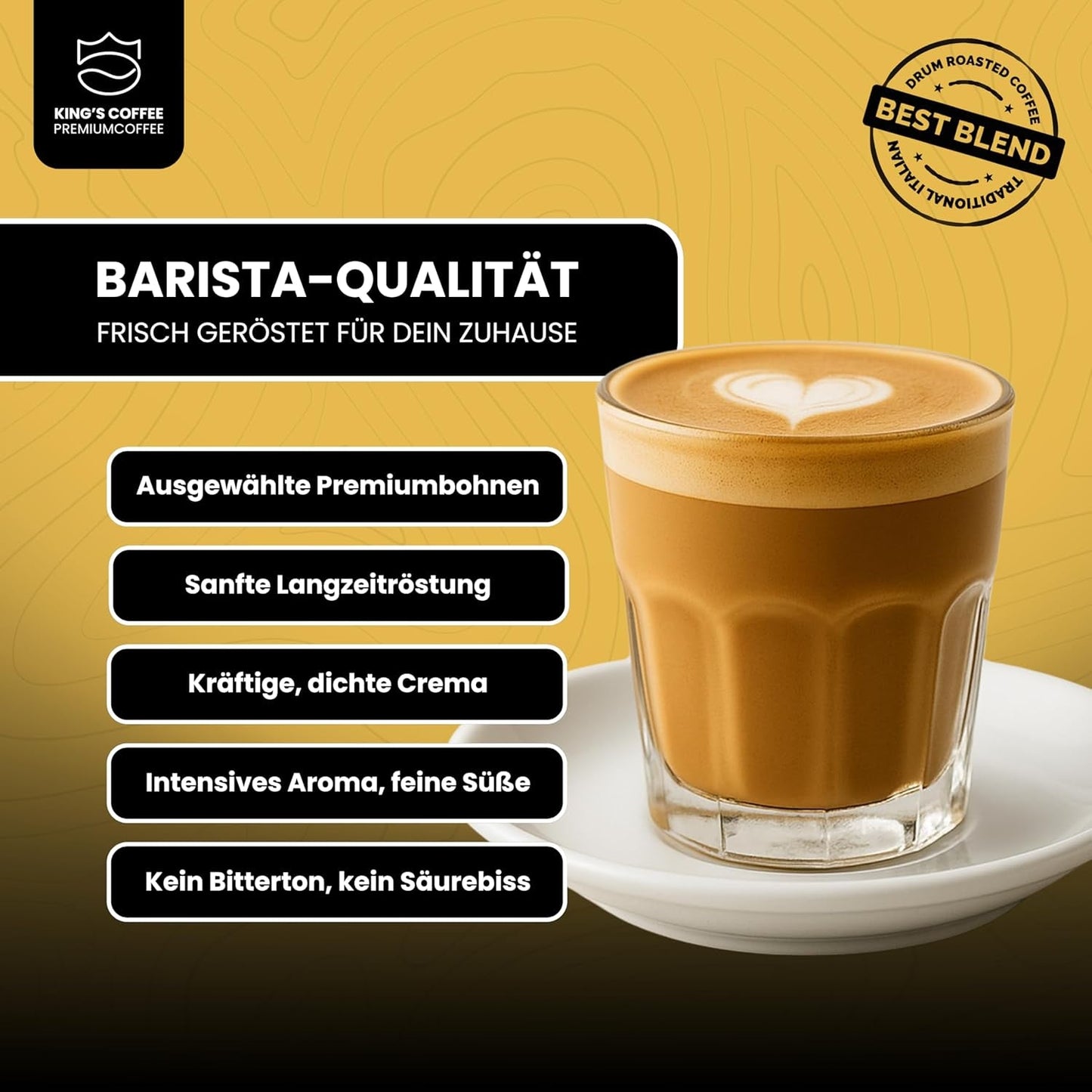 KING'S COFFEE - SPECIAL ROAST - 1 kg Barista Premium Espresso in grani - Caffè a bassa acidità - Tostatura in piccoli lotti in Italia - La migliore miscela Arabica-Robusta per macchine completamente automatiche e portafiltro