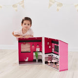 Teamson Kids - Casa delle bambole Dreamland City Café 30 cm - Rosa/Bianco/Nero