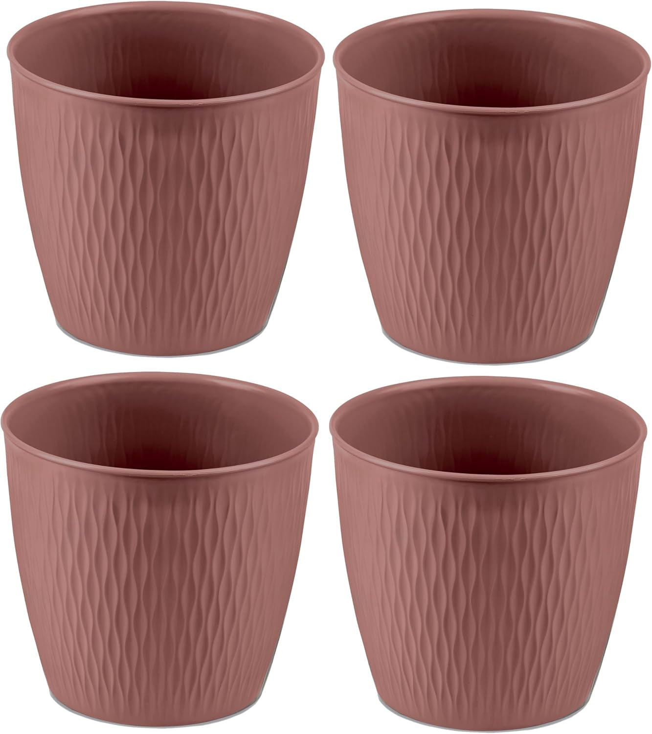 Set di 5 vasi marroni, diametro 16 cm - Vasi in plastica robusti - Fioriera decorativa con opzione di drenaggio - Vaso elegante per interni ed esterni