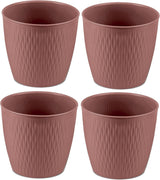 Set di 5 vasi marroni, diametro 16 cm - Vasi in plastica robusti - Fioriera decorativa con opzione di drenaggio - Vaso elegante per interni ed esterni