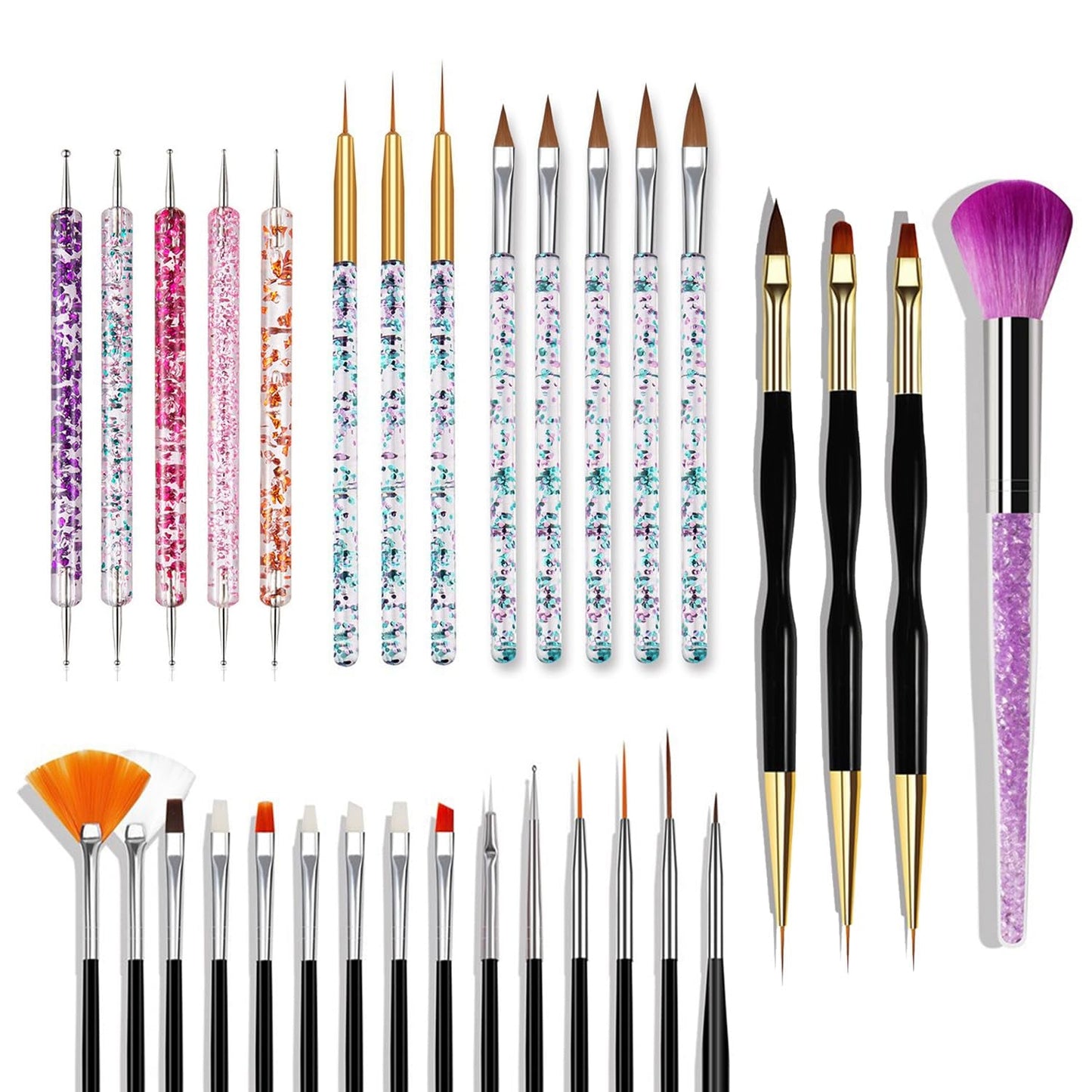 Set di spilli per nail art, 20 pezzi Nageldesign Malerei Pinsel, Pinsel professionali per nail art, Pinsel per nail art, rosa