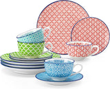 Vancasso Macaron Servizio da Caffè in Porcellana, Servizio da Caffè Colorato da 12 Pezzi per 4-12 Persone, Set Tazze, Include Tazzine da Caffè, Piattini e Piattini da Dessert