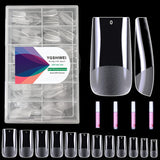 Unghie Finte a Copertura Completa 504 Confezione da 12 Misure Unghie Finte con Colla per Unghie Unghie Artificiali in Acrilico con Scatola di Immagazzinaggio per Saloni di Unghie e Nail Art Fai da Te per la casa (Quadrato)