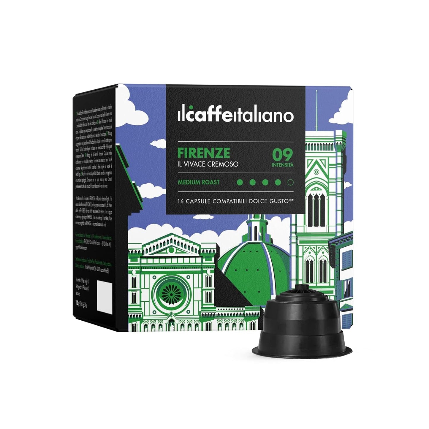 Nescafè Dolce Gusto, 96 Kaffeekapseln mit dem Nescafè-Dolce-Gusto-System combpatible - Il Caffè Italiano - Mischung Firenze, Intensità 9