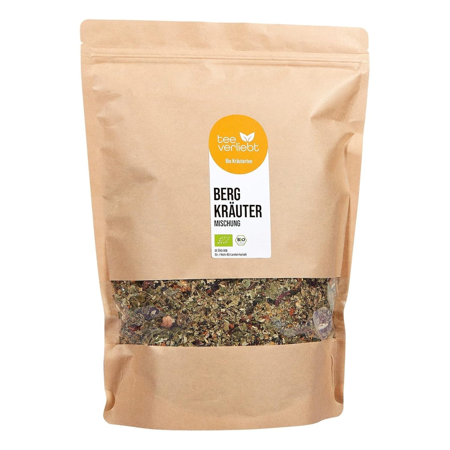 Teeverliebt Tisana di montagna, Tisana sfusa con foglie di mora, Miscela di tè biologico, 1kg