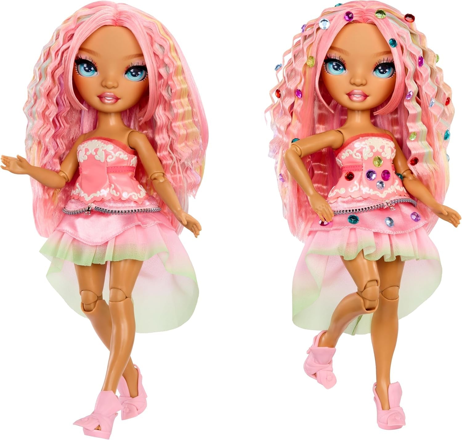 Rainbow High Be Dazzling - Adeline Rose - Bambola alla moda rosa da 28 cm con strumento per decorare, pietre preziose scintillanti e accessori per lo styling