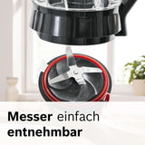 Robot da cucina Bosch Vitapower Serie 4 MMB6174SN, Verbesserte Version, Hochwertige Edelstahl-Klingen, 1.5L Glass Behälter, 0.6L To-Go-Flasche, Spülmaschinenfeste Teile, 30.000 U/Min, 1200 W, Argento Kitchen Naty Shop