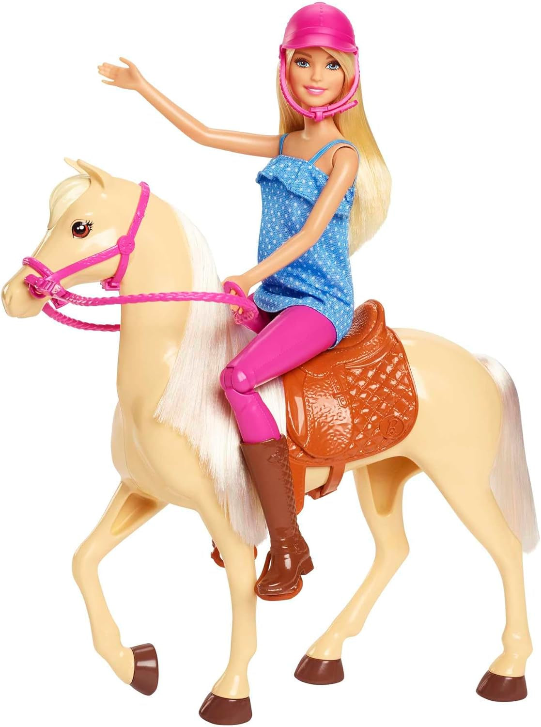 Bambola Barbie e cavallo giocattolo, accessori per l'equitazione, include 1 bambola e 1 cavallo, adatto come regalo per bambini dai 3 anni in su, FXH13