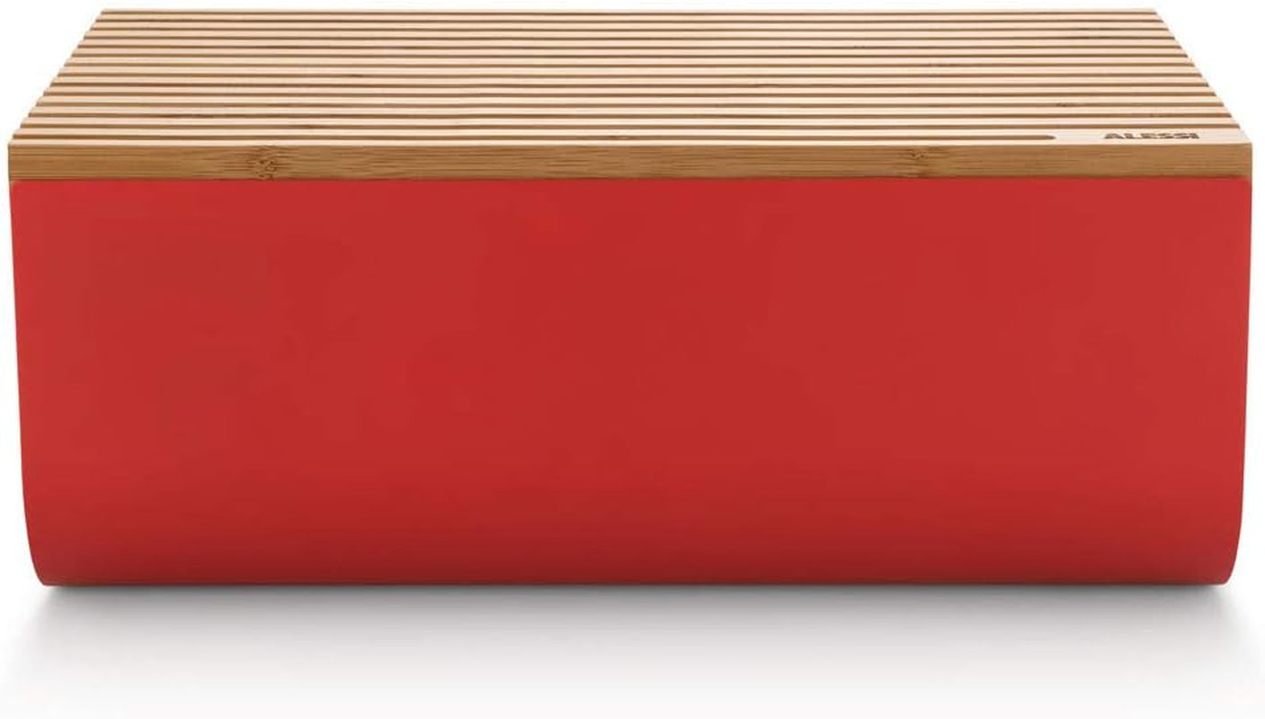 Alessi Mattina BG03 R - Cestino pane in acciaio inox con resina epossidica e legno di bambù, rosso Contenitori per alimenti Naty Shop