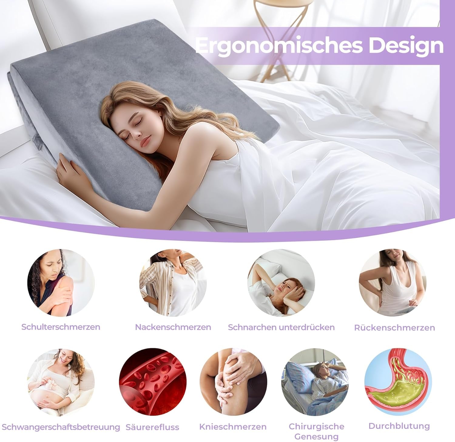 Cuscino in Piuma Regolabile in Schiuma ad Alta Densità, Cuscino Schienale ergonomico per Letto e Divano, Cuscino da Lettura Antireflusso per Dormire, Giocare, Guardare la TV (Pesante)