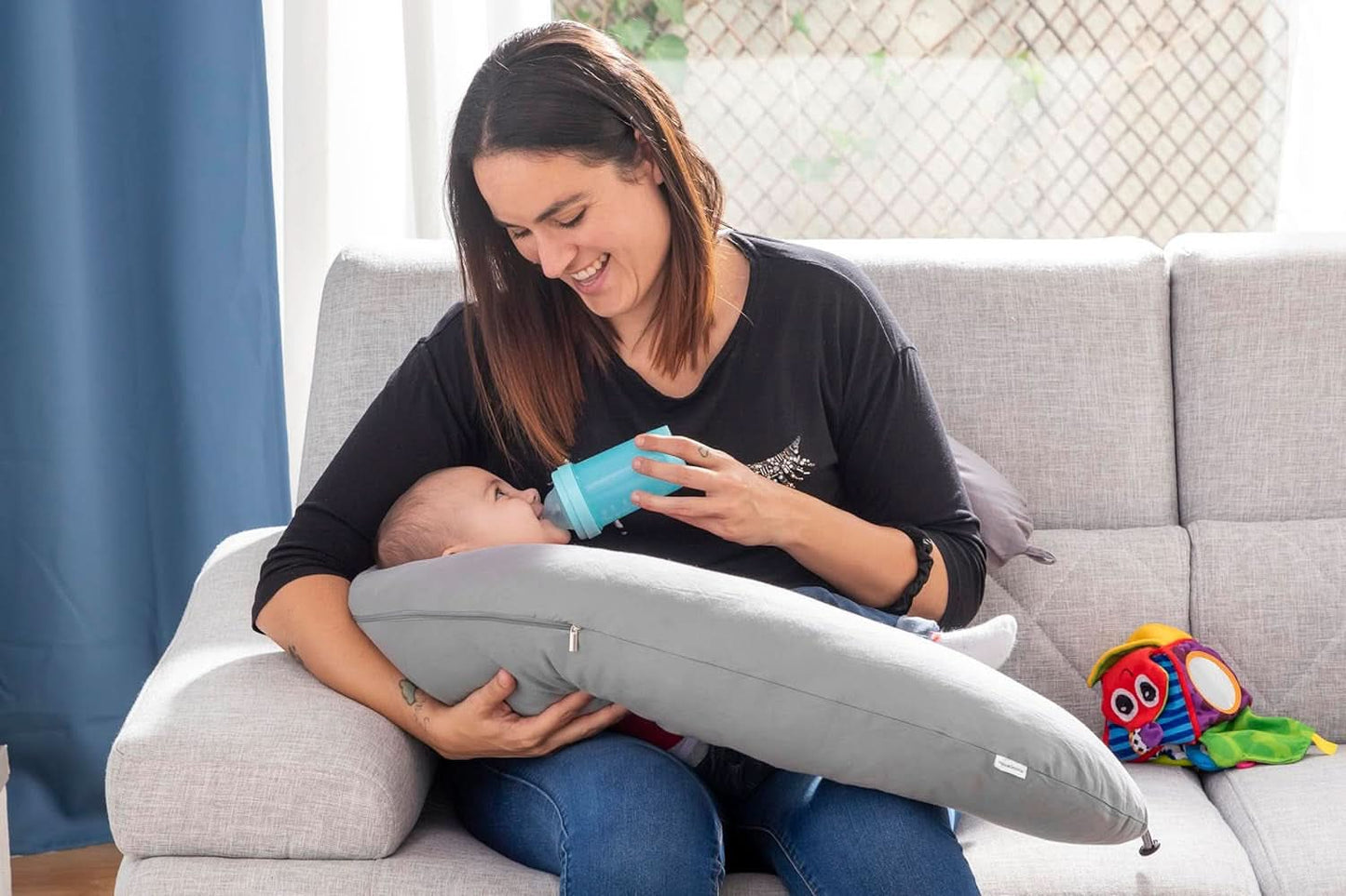 Innovagoods - Cuscino allattamento multifunzionale, Design ergonomico per il relax di mamma e bambino, Regolabile in diverse posizioni, Lavabile, Colorato, Polycotone Accessori Alimentazione e Allattamento Baby Naty Shop