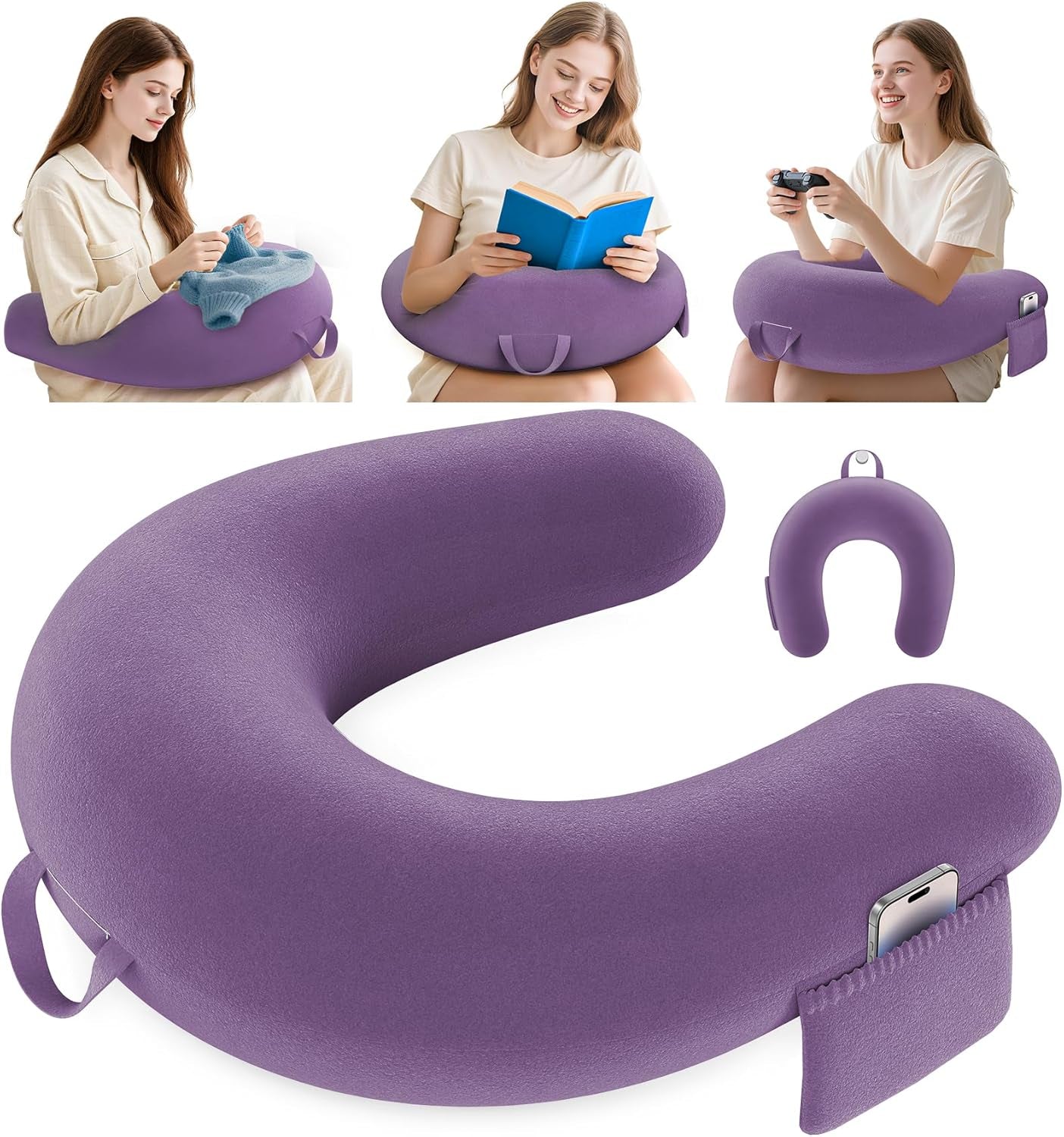 Cuscino da gioco e lettura, Cuscino da lettura per letto/divano/pavimento, Cuscino per alimentazione/Uncinetto con grande cuscino da gioco ergonomico, Cuscino da gioco per iPad/laptop - Nero