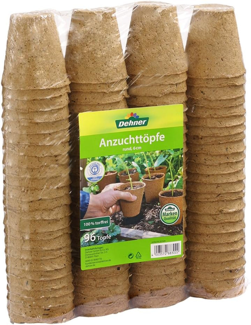 Vasi Dehner per piantine, rotondi, Ø 6 cm, 96 pezzi, marroni