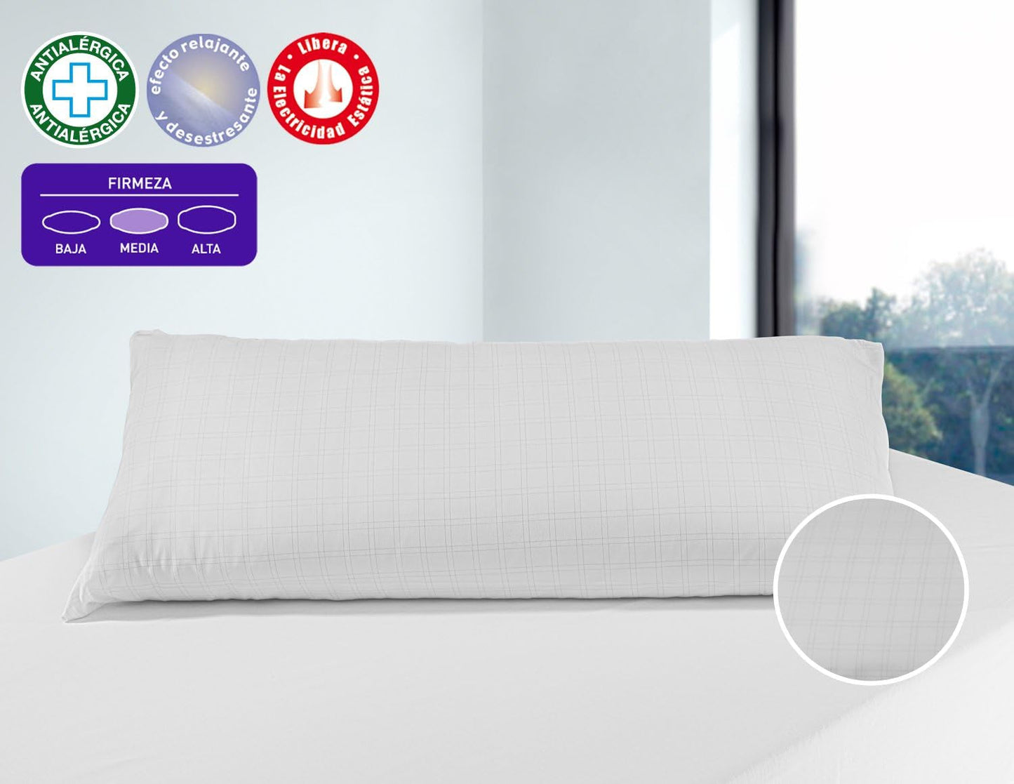 Cuscino Antistress Savel con Doppia Fodera, Rigidità Media, 105 X 40 Cm Naty Shop Cuscini Standard