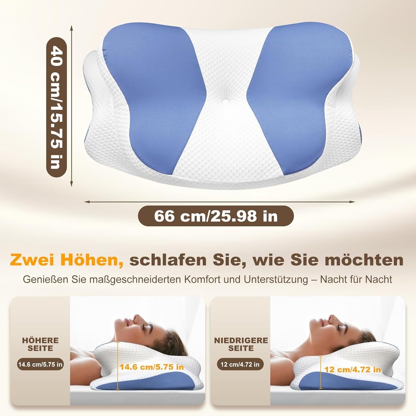 Cuscino ergonomico per chi dorme sul fianco - Cuscino per il collo Cuscino di supporto per dolori al collo e alle spalle Cuscino ortopedico per il collo in memory foam per pancia, schiena e chi dorme sul fianco con supporto per il collo Cuscini ortopedici cervicali Naty Shop