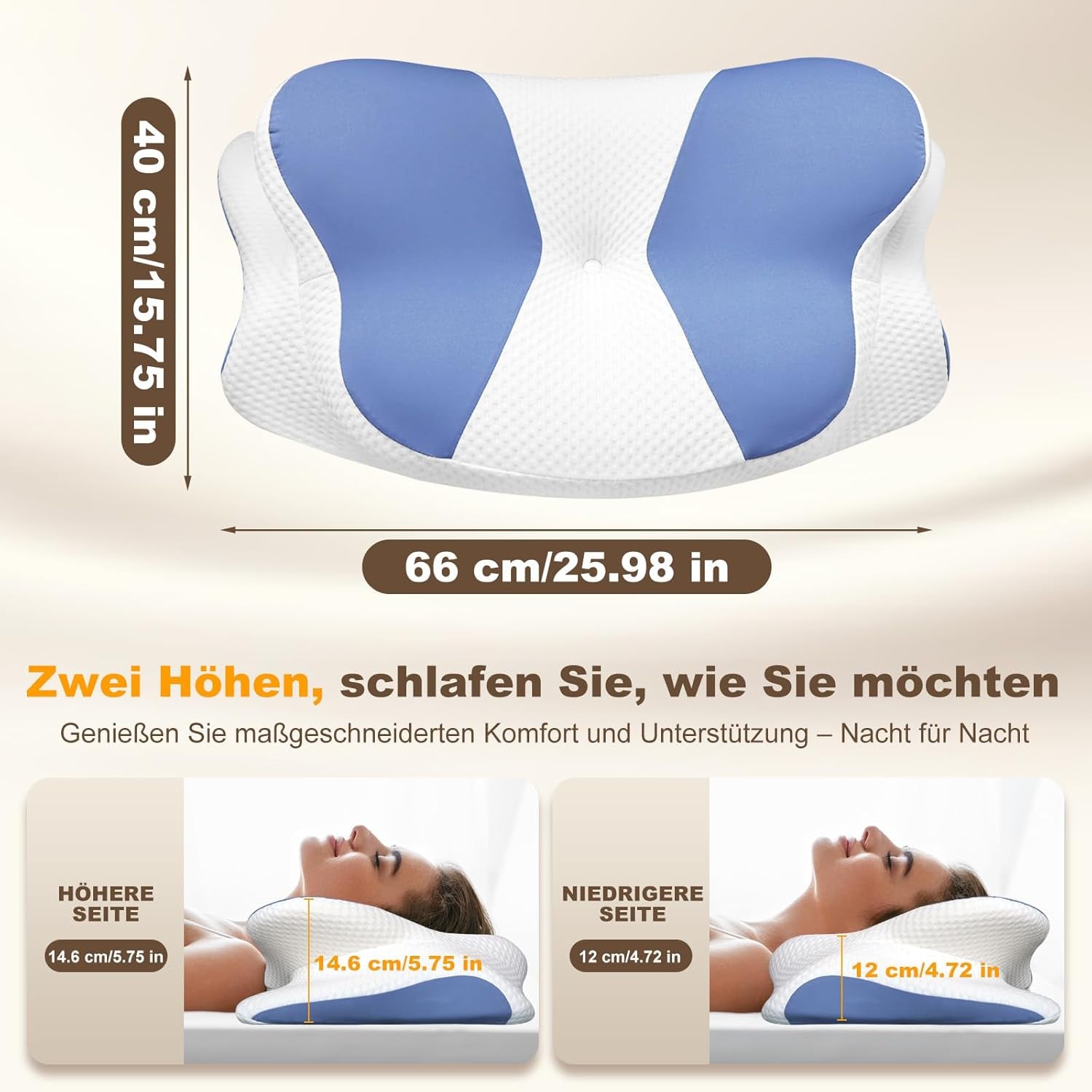 Cuscino ergonomico per chi dorme sul fianco - Cuscino per il collo Cuscino di supporto per dolori al collo e alle spalle Cuscino ortopedico per il collo in memory foam per pancia, schiena e chi dorme sul fianco con supporto per il collo Cuscini ortopedici cervicali Naty Shop