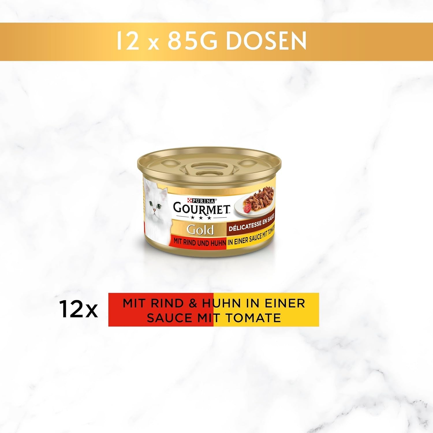 Gourmet Gold Délicatesse en Sauce alimento umido per gatti con manzo e pollo, confezione da 12 (12 x 85 g)