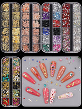 EBANKU Nail Art Strass Kit Multi Design Zubehör Mit 1 Pinzetten 1 Stück Wachsstifte Deko Diamondn Kristalle Perlen Edelsteine ​​​​Bunt Pferdeaugen Strass Metall Nieten Für Nagel DIY (1 Stück (10Er Pack))
