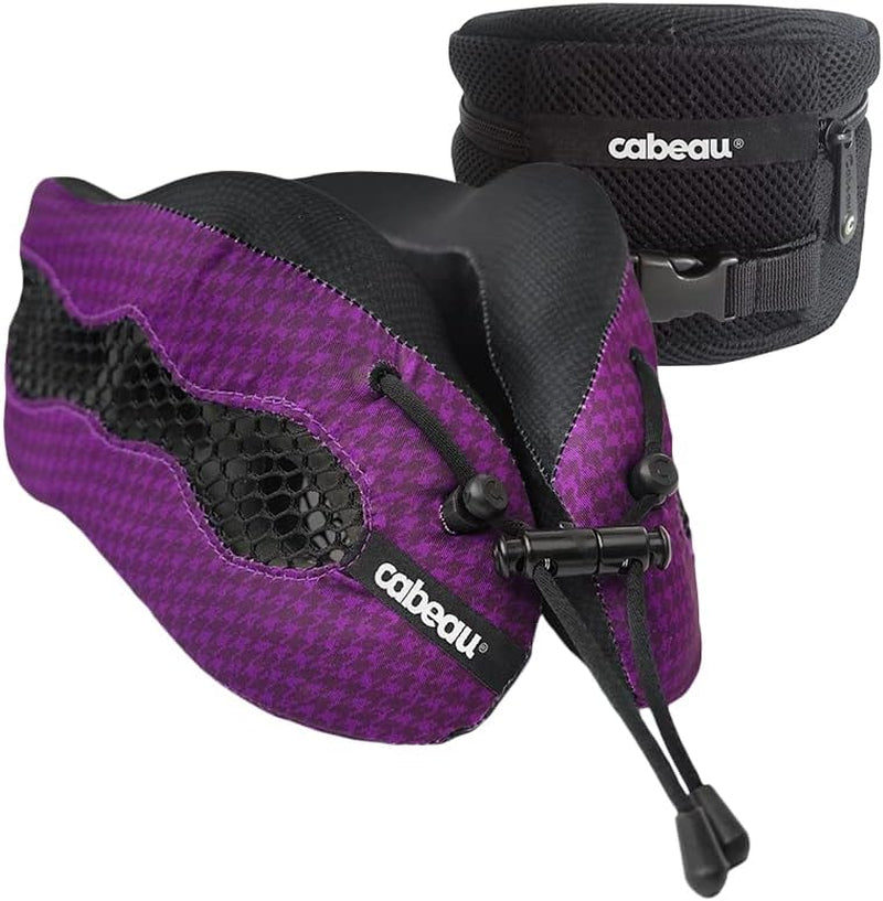Cuscino da viaggio Cabeau per voli lunghi - Evolution Cool - Memory Foam di supporto con prese d'aria - Compatto con custodia per il trasporto (Viola) Naty Shop Cuscini da viaggio Titolo predefinito