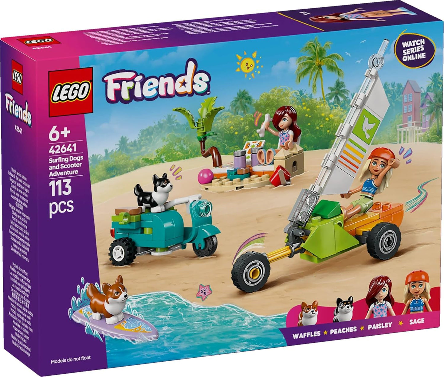 LEGO Friends Avventura in spiaggia con cani Giocattolo da costruzione per ragazze di 6 anni Set da gioco con animali con 2 minifigure e 2 personaggi di Corgi Regalo creativo per bambini Set da costruzione Avventura con tavola da surf 42641 Set da costruzione Besuche den LEGO-Store