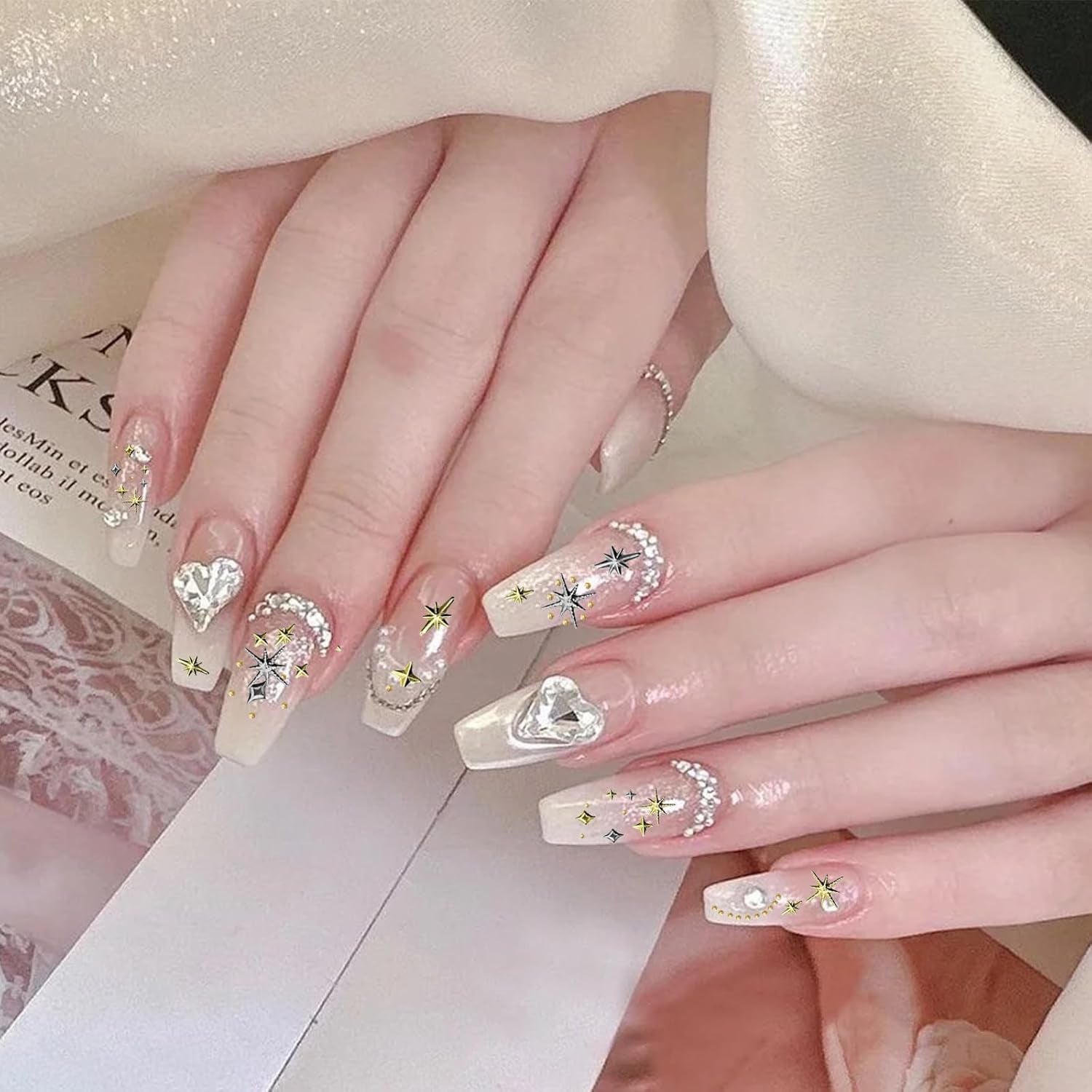 3400 Stück Goldene Und Silberne Sternperlen, Goldene Nagelanhänger, Zubehör Für Nagelschmuck, Schöne Sternnagelanhänger Für Nägel,Nail Art Strass