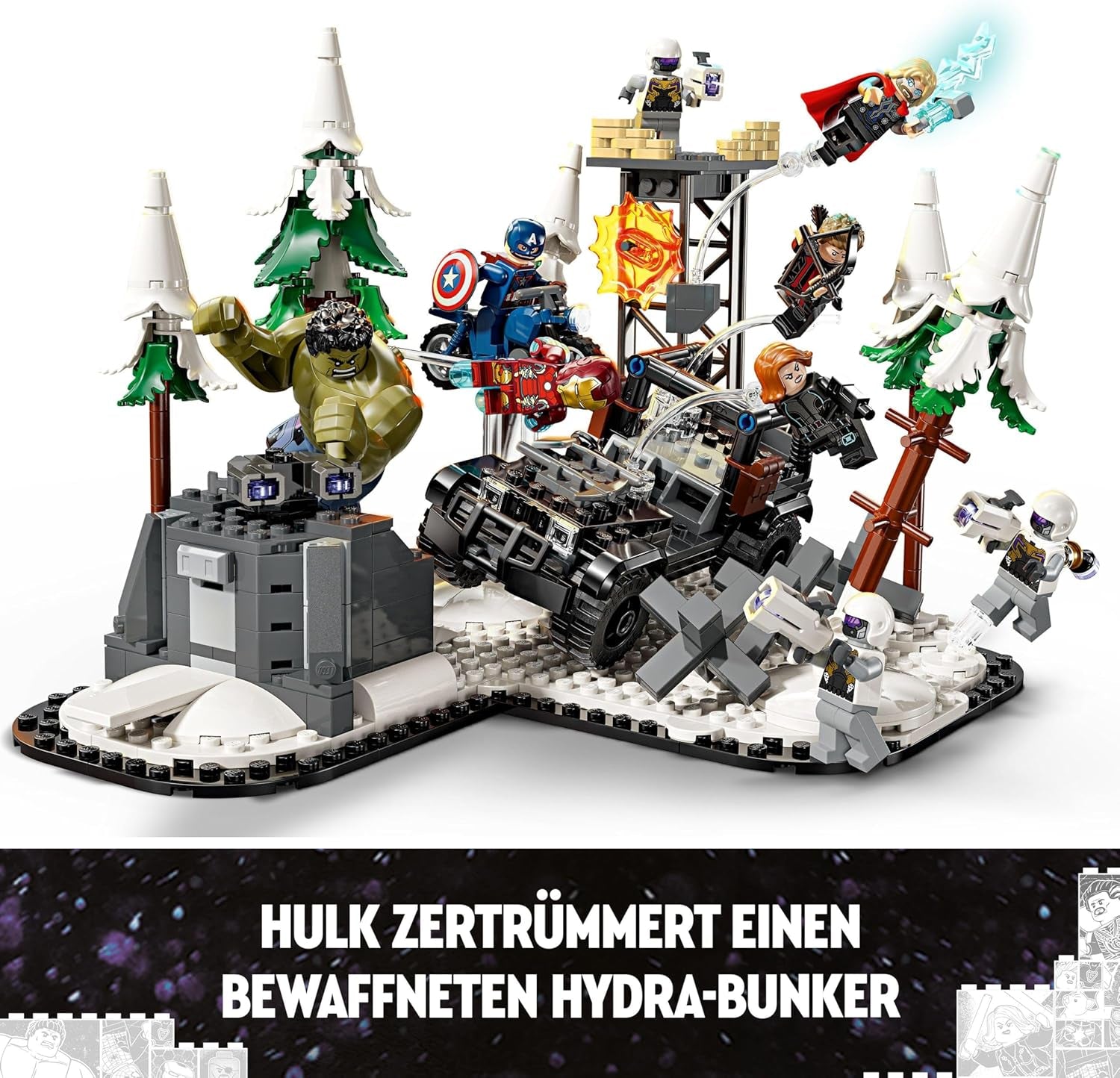 LEGO Marvel Avengers Assemble: Age of Ultron, set costruisci e gioca con 8 minifigure di supereroi come Thor, Hulk e Iron Man, giocattolo costruibile per ragazzi e ragazze, set avventura 76291 Set da costruzione Besuche den LEGO-Store