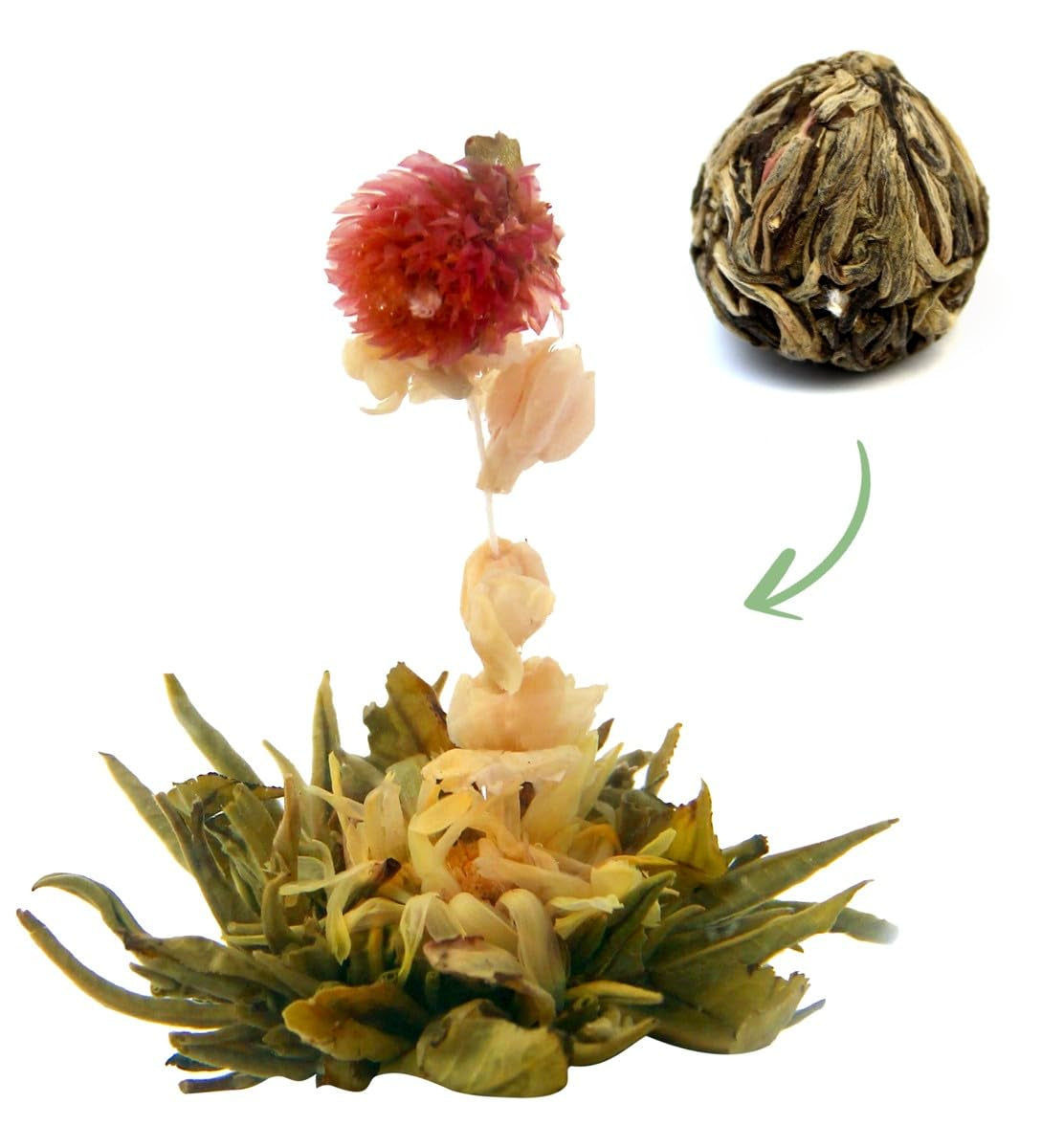 Fiori di tè "TRE FIORI" 1 pezzo di tè | Foglie di tè verde - Fiori di calendula - Fiori di crescione europeo | Ideale per gli amanti del tè Tè verde Tè ai fiori | 6G