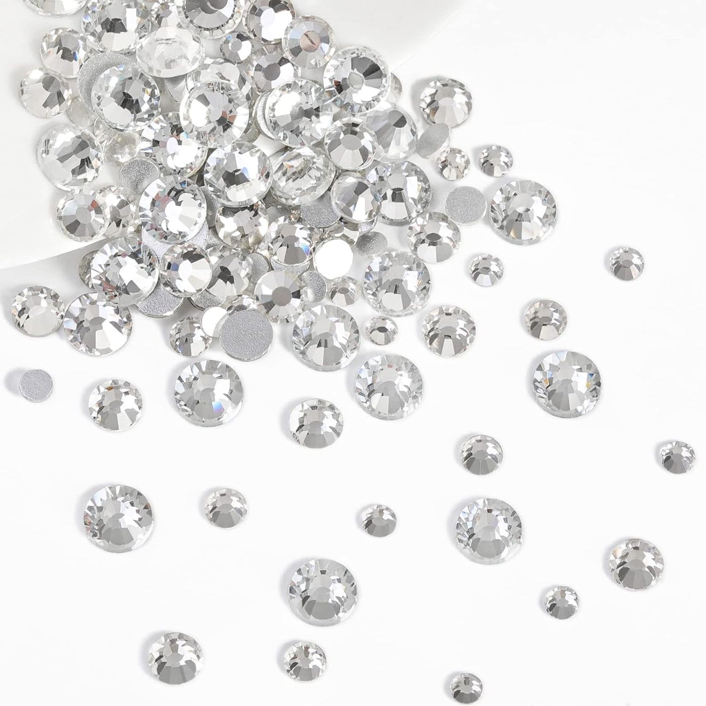 Beadsland 2500 pezzi di vetro per nail art strasssteine ​​​​Kristall Flatback Edelsteine ​​​​Runde, ​​für Handwerk Gemischt 8 Größen SS4 ~ SS30 con picking Pinzette e Stift (Kristall Weiss)
