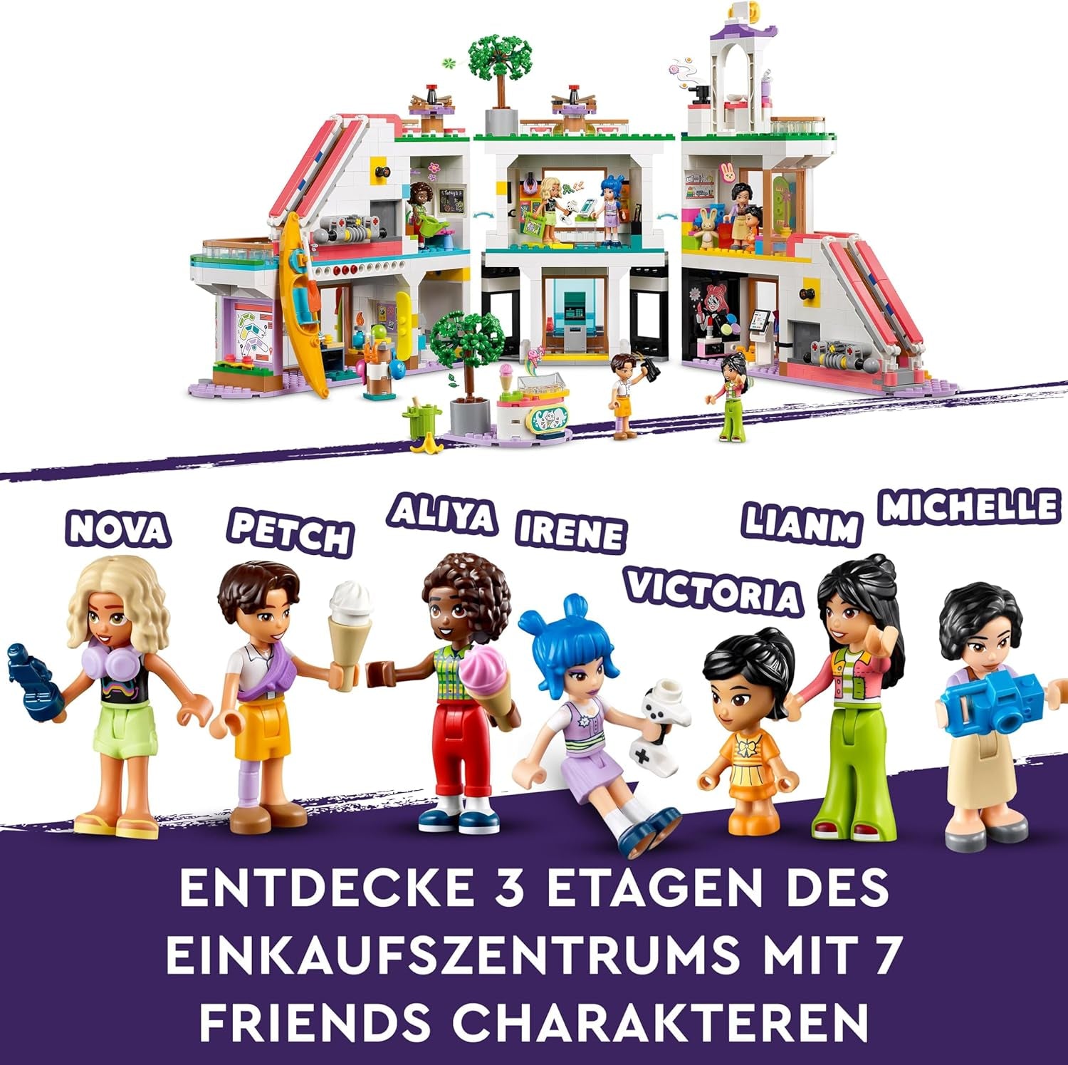 LEGO Store Friends Heartlake City Casa delle bambole giocattolo per ragazze e ragazzi Set di figure che promuove lo sviluppo socio-emotivo Regalo per 8 anni 42604 Set da costruzione Besuche den LEGO-Store