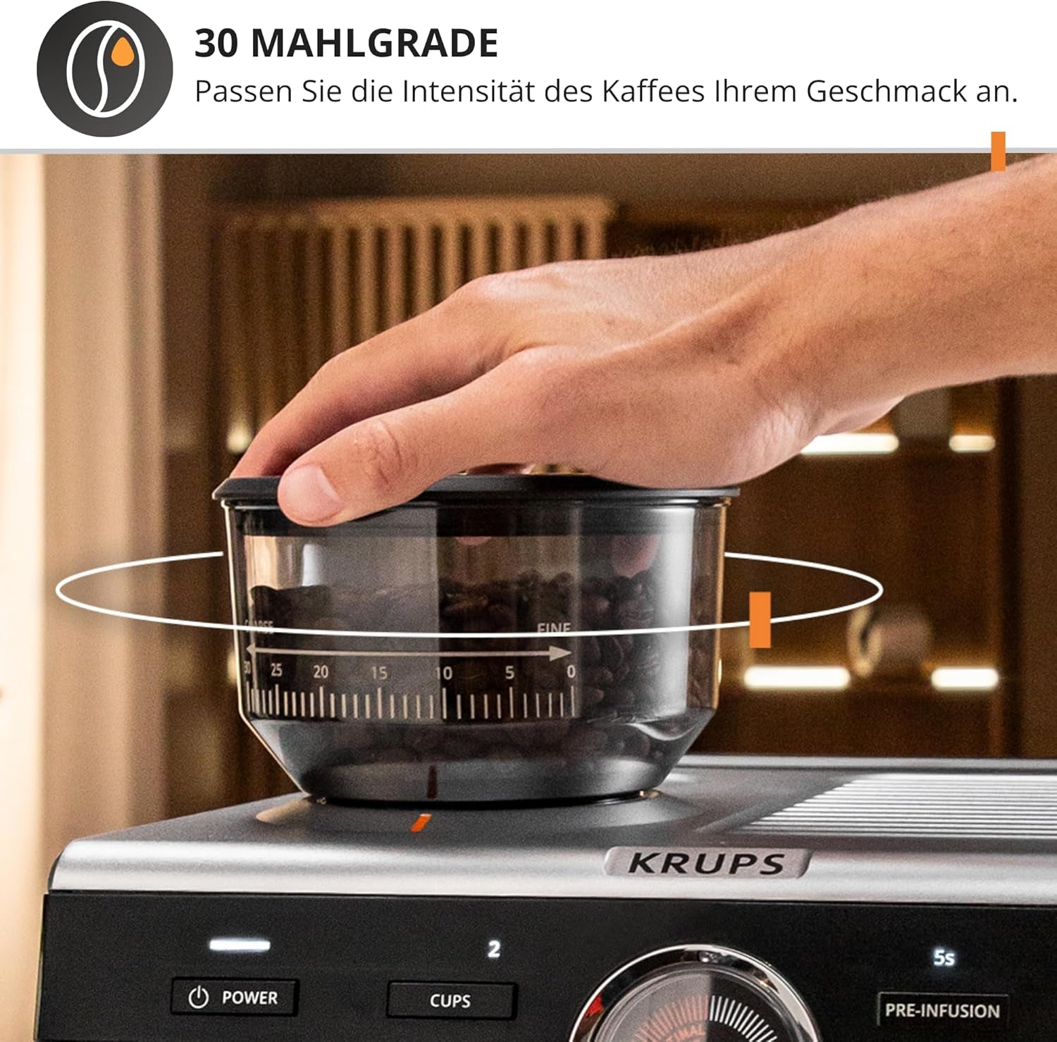Macchina per caffè espresso manuale Krups Precision con portafiltro e macinacaffè, macchina per caffè barista con pannello di controllo intuitivo, impostazioni di pre-infusione, macchina per caffè espresso con ugello vapore, riscaldamento rapido, XP801T10