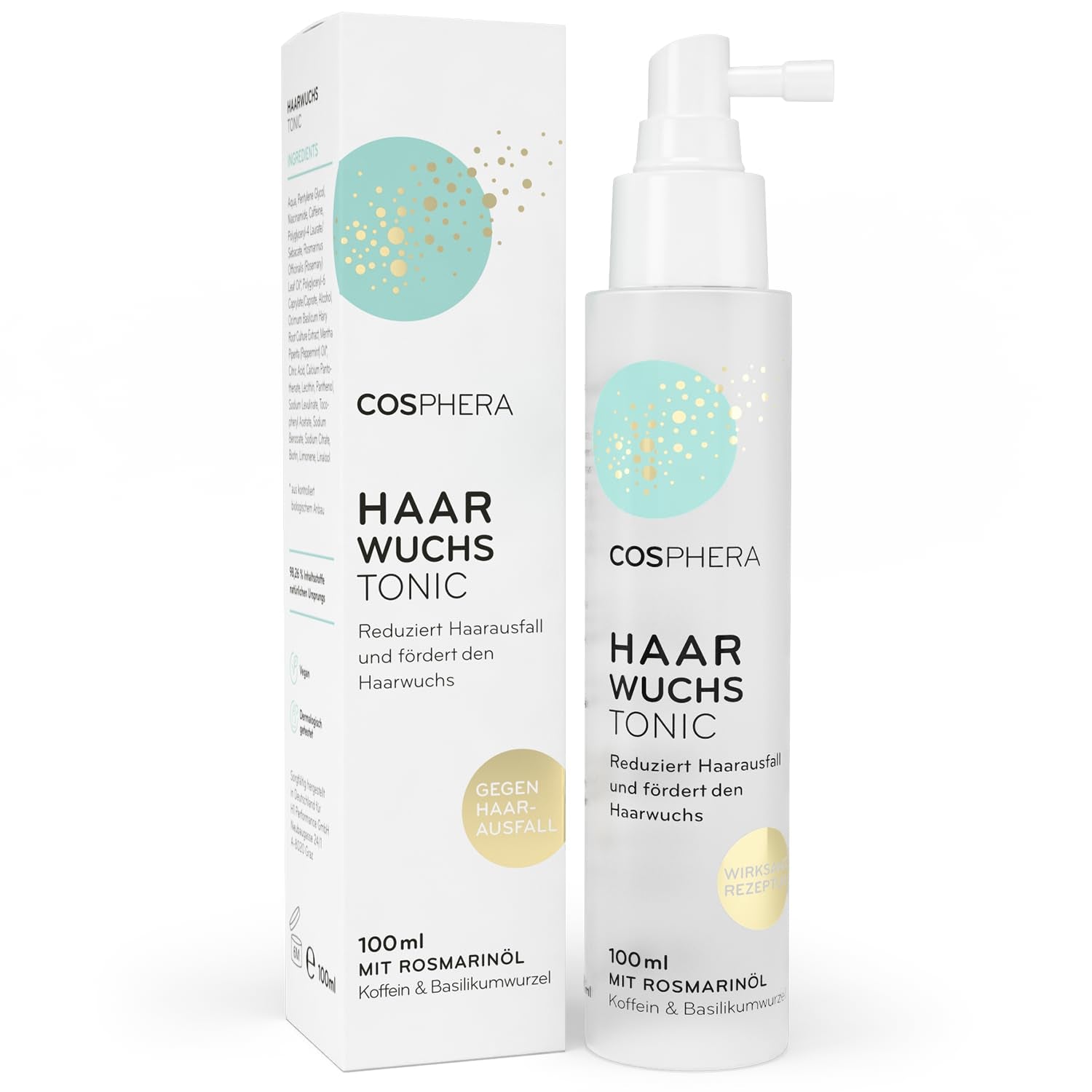 Tonico per capelli all'olio di rosmarino spray 100 ml - L'olio di rosmarino spray accelera naturalmente la crescita dei capelli - Rimedio per la crescita dei capelli per donne e uomini - Siero per la caduta dei capelli - Olio per capelli al rosmarino di Cosphera Hair Care Naty Shop Default Title