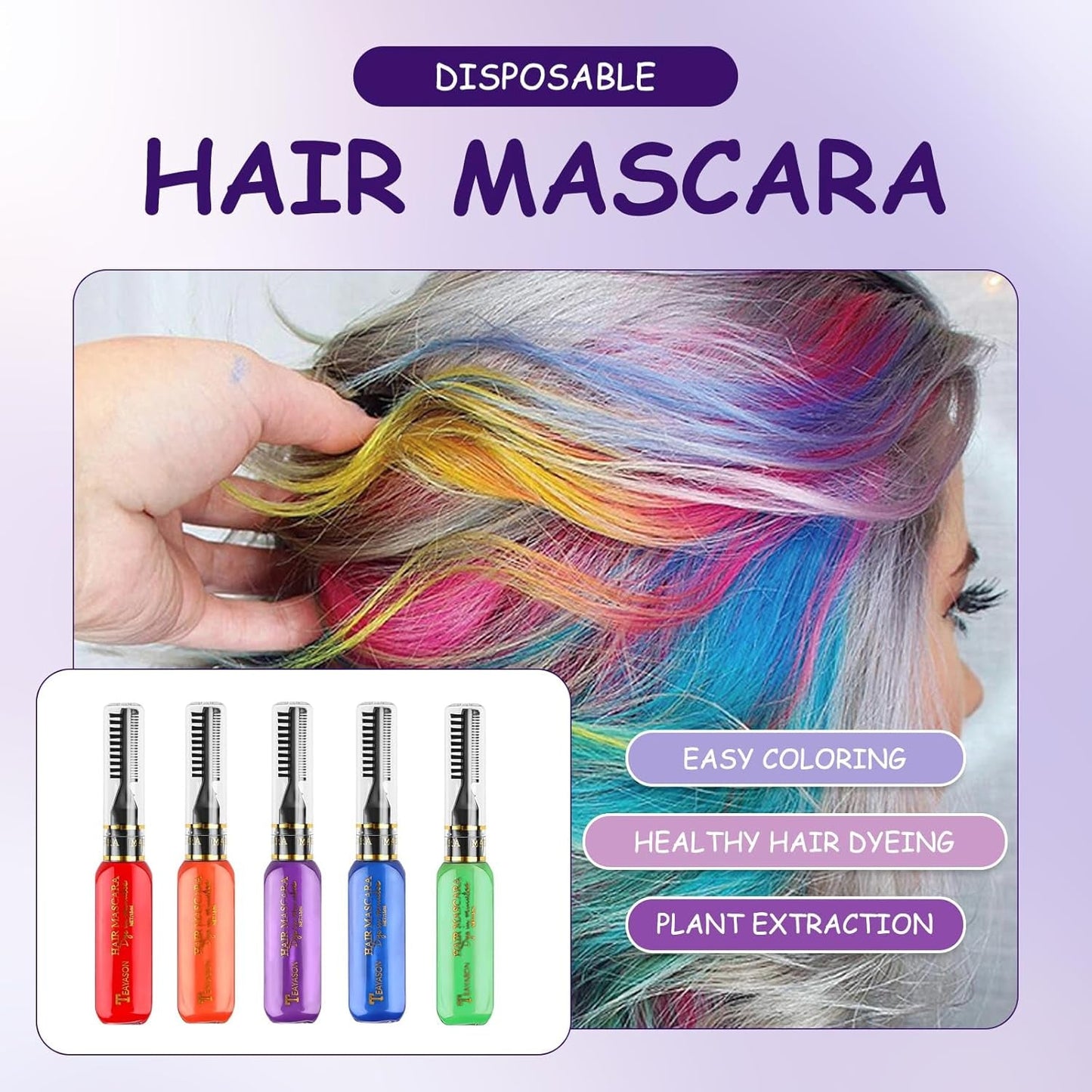 5 colori tinture per capelli temporanee cera per capelli colorata mascara per capelli tintura per capelli temporanea mascara per ragazze e donne tintura per capelli lavabile gesso adatto per compleanni cosplay fai da te Halloween tinture per capelli Naty Shop