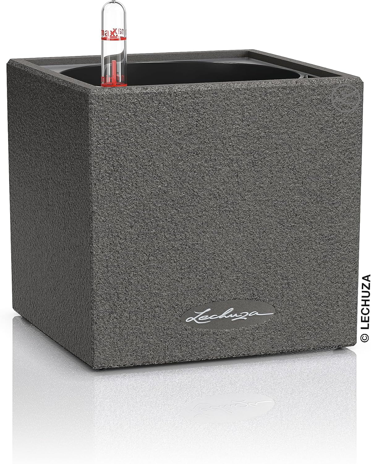 Cubo per erbe aromatiche di alta qualità LECHUZA CANTO Stone 14 con sistema di irrigazione a bastoncino, grigio pietra