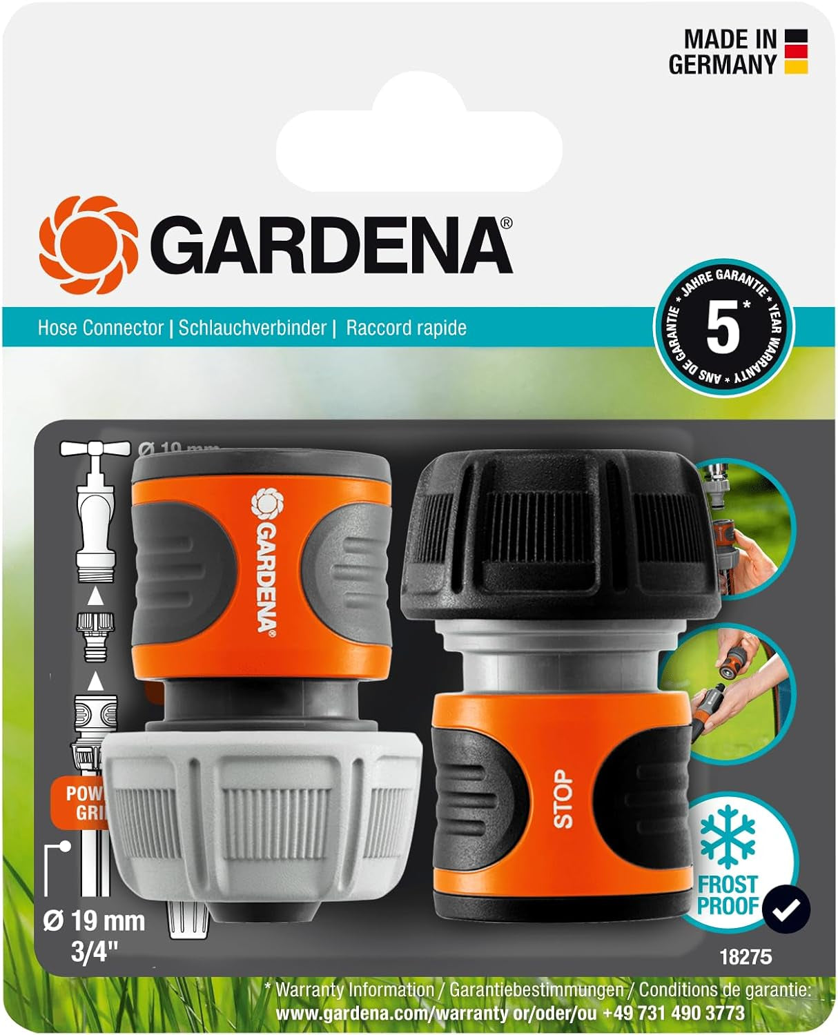 Set di connettori per tubi Gardena 19 mm (3/4 pollici) (18275-20)