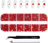 Beadsland 2500 pezzi di vetro per nail art strasssteine ​​​​Kristall Flatback Edelsteine ​​​​Runde, ​​für Handwerk Gemischt 8 Größen SS4 ~ SS30 con picking Pinzette e Stift (Kristall Weiss)