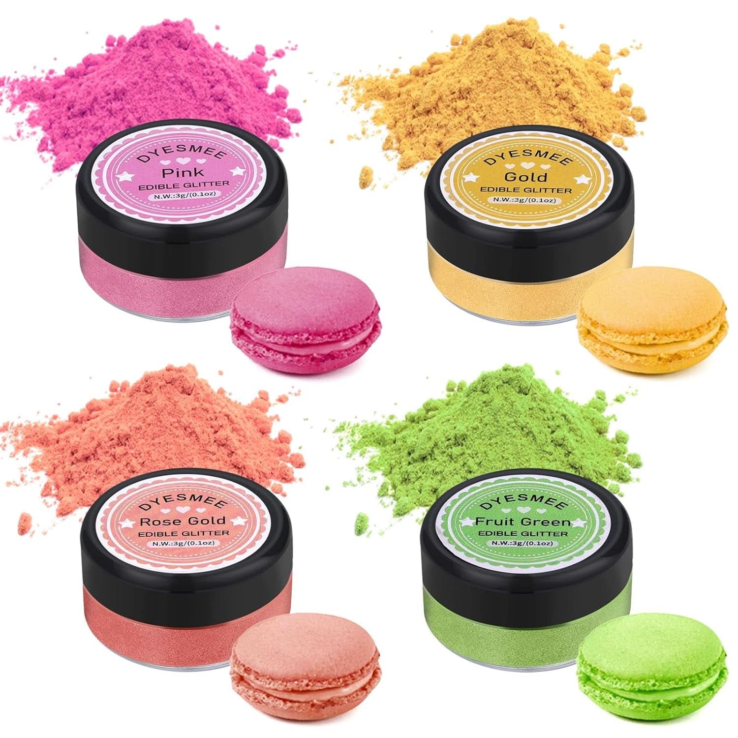 Glitter commestibili, set di 4 o 6 tonalità di colore, 4 grammi per prodotto Glitter Naty Shop 4 colori