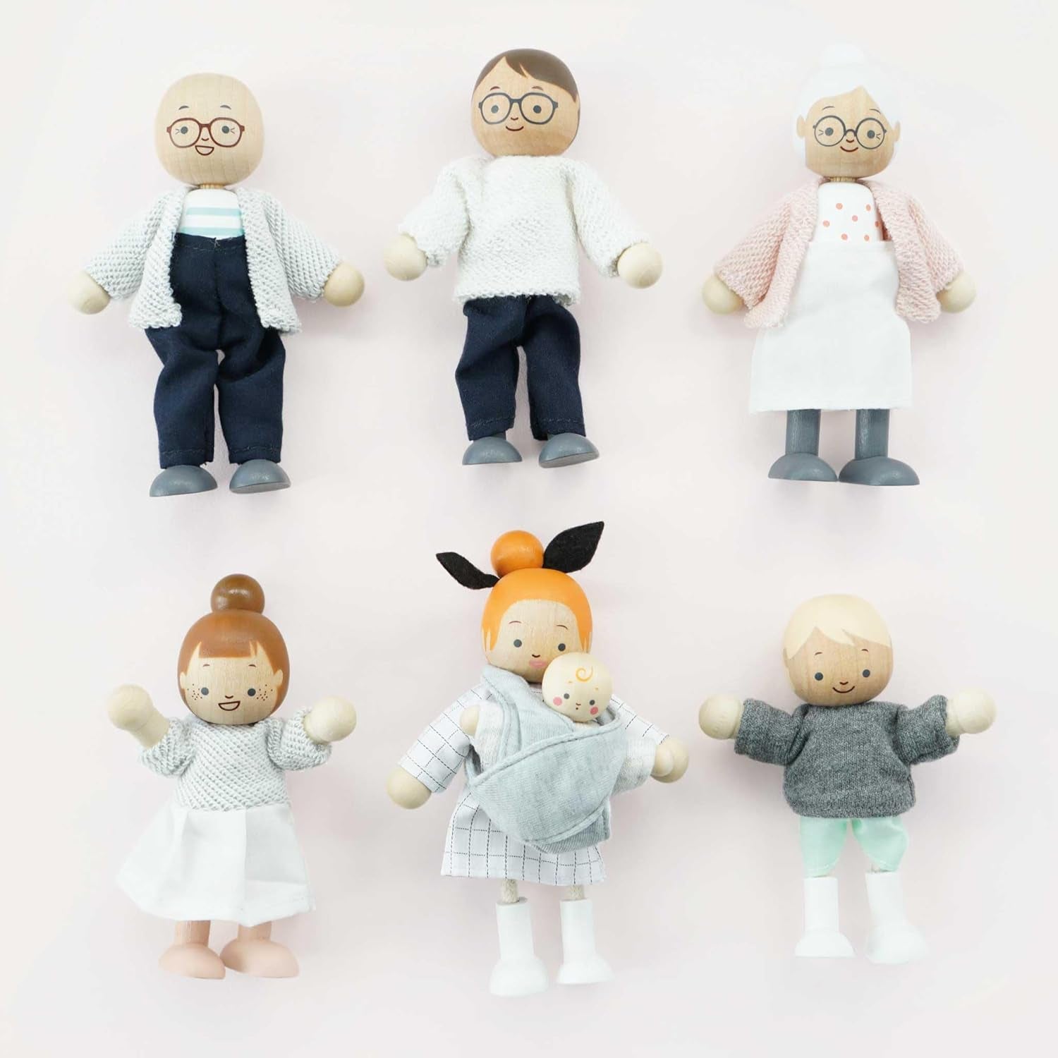 - La mia famiglia con 4 pupazzi – Holz, Stoff – P053