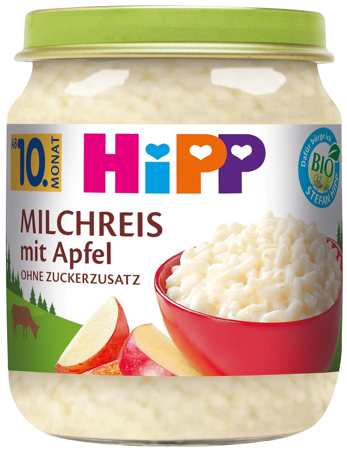 Budino di riso alla mela biologico HiPP (6 x 200 g), senza zuccheri aggiunti, buono caldo e freddo, migliore qualità biologica