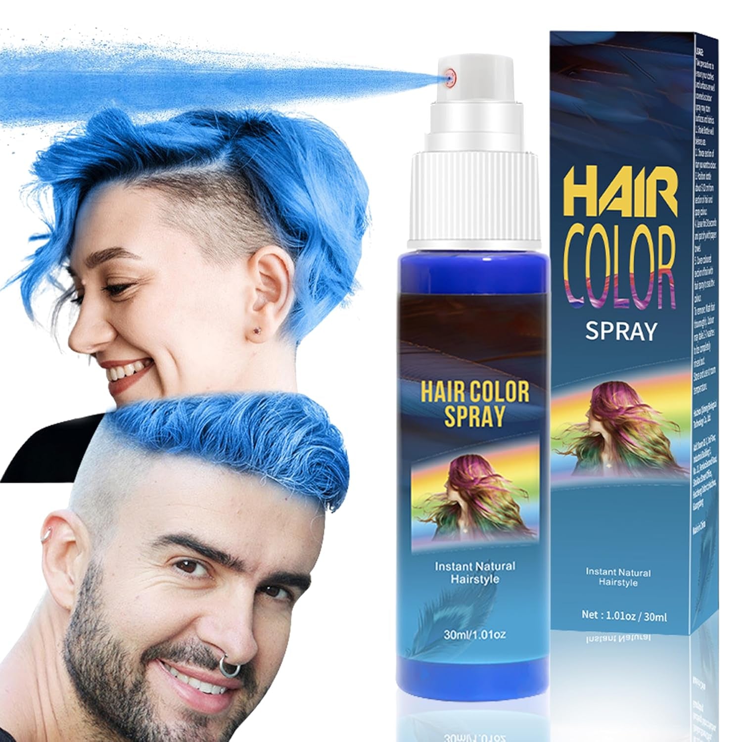 Tintura Per Capelli - Spray Colorante Per Capelli Verde Temporaneo Da 30ml, Tintura Per Capelli Naturale Spray Colorante Per Capelli Temporaneo, Tintura Per Capelli Lavabile Per Feste Cosplay Halloween (Verde) Tinture Per Capelli Naty Shop Blu