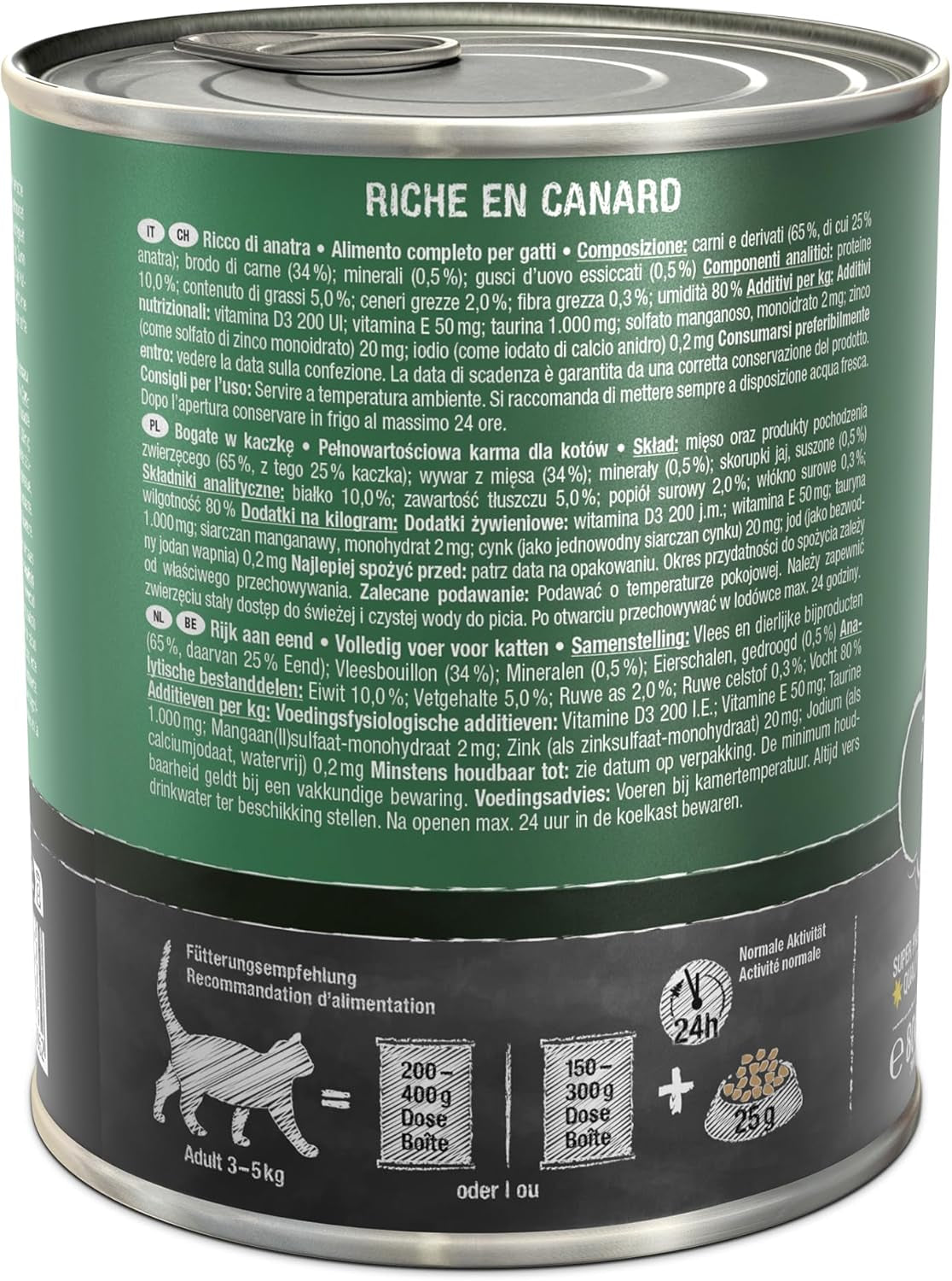 LEONARDO Alimento Umido [6x800g Anatra] | Cibo umido per gatti senza cereali | Cibo in scatola umido completo