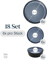 Servizio stoviglie 18 pezzi in gres ceramica per 6 persone, design Ibiza, VINCITORE DEL TEST. Uno splendido set di stoviglie mediterranee in gres ceramico comprensivo di ciotole e piatti. Set di stoviglie Pure Living in blu fumoso.