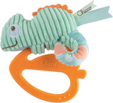 Chicco My Sweet Doudou Camaleonte Giocattolo Realizzato in Tessuti di Alta Qualità Morbido Anello in Plastica Lenitivo per la Dentizione Giocattolo per Bebè 3-18 Mesi Bebe Naty Shop Camaleonte Giocattolo