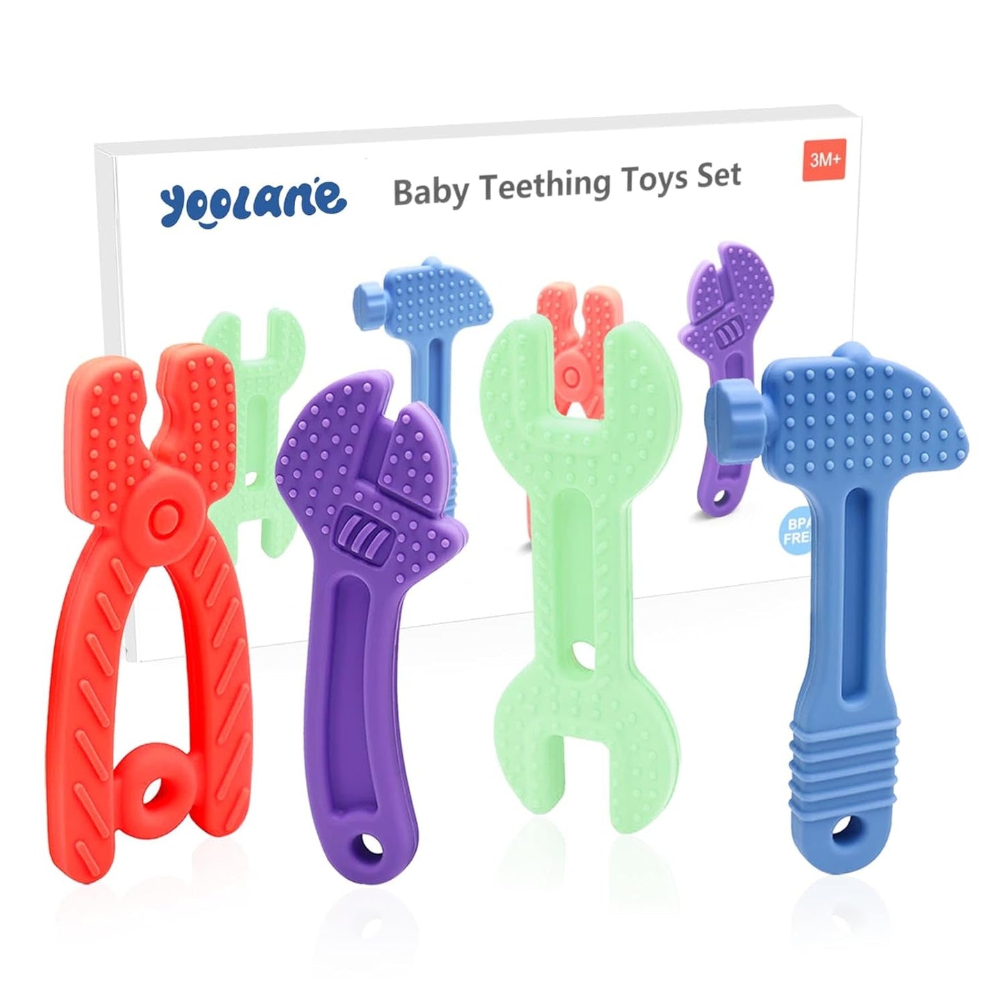 Massaggiagengive per bambini [Originale] - Giocattolo per massaggiagengive in silicone, fantastico massaggiagengive, ausilio per la dentizione, senza BPA | Giocattoli, accessori e regali per bambini dai 3 mesi in su | Confezione da 4