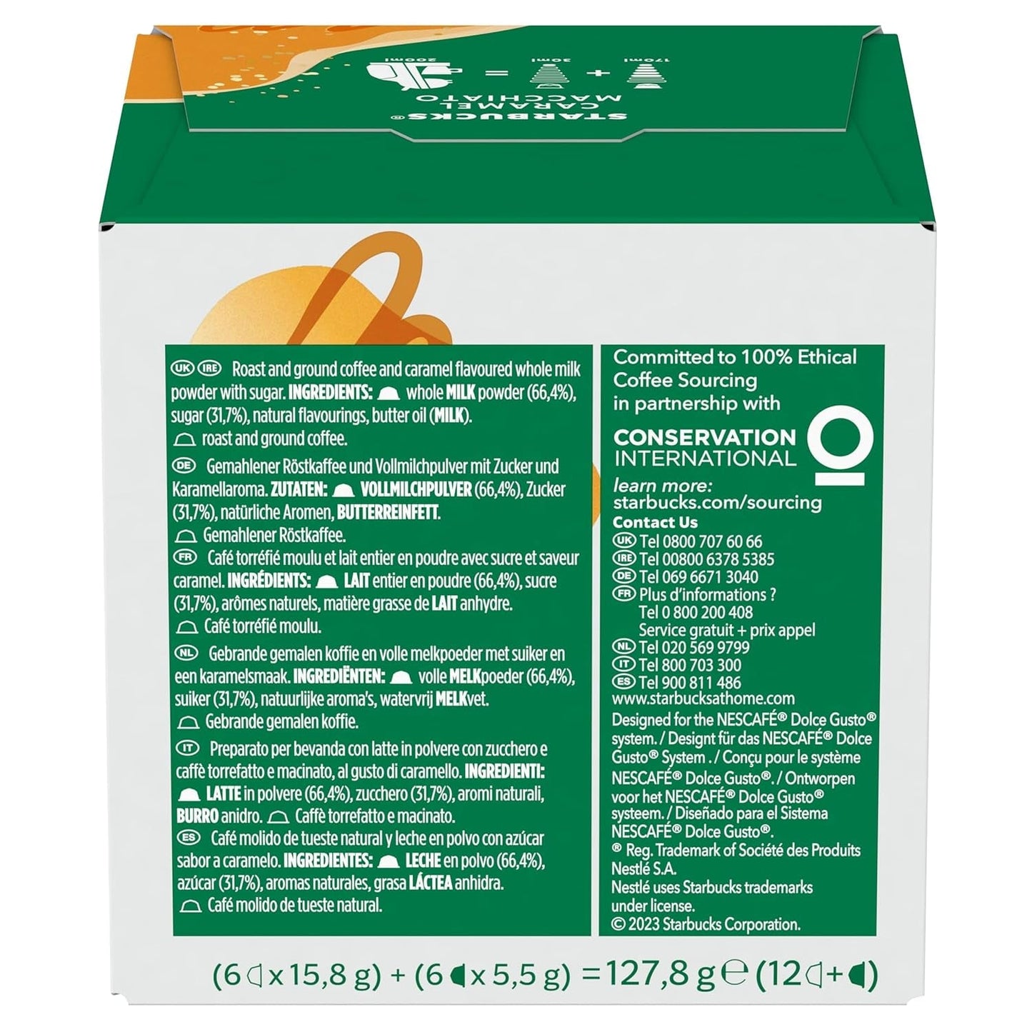 STARBUCKS Caramel Macchiato di Nescafé Dolce Gusto Kaffeekapseln 6 x 12 (72 Capsule)