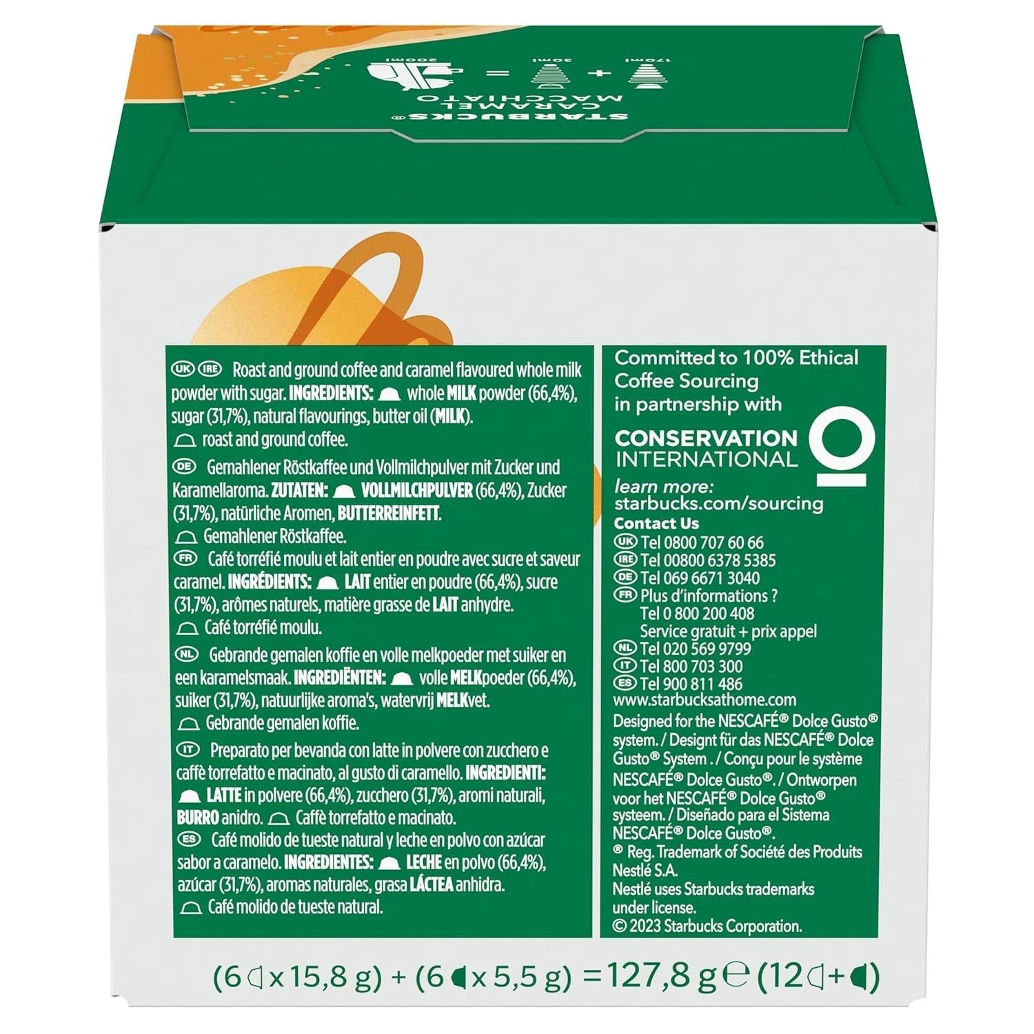 STARBUCKS Caramel Macchiato di Nescafé Dolce Gusto Kaffeekapseln 6 x 12 (72 Capsule)