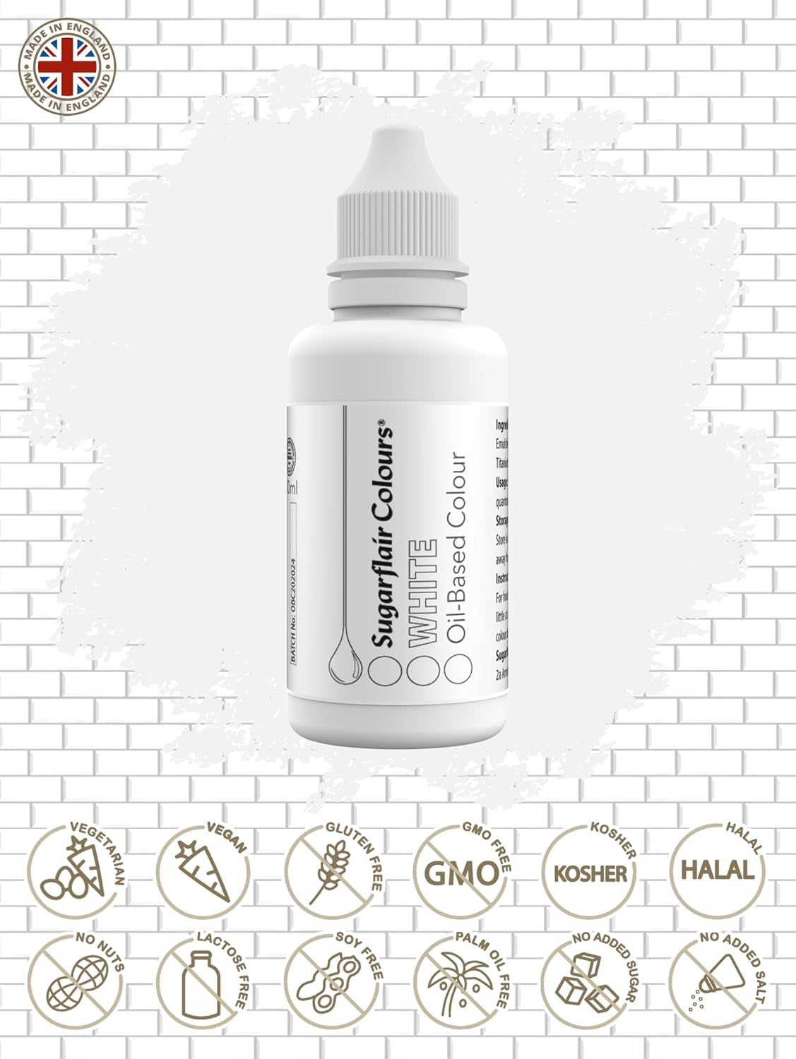 Colorante alimentare a base di olio Sugarflair Pastel Mixer, bianco - Colorante alimentare per cioccolato, crema al burro, pasta di zucchero e tutti gli ingredienti alimentari liposolubili - 30 ml