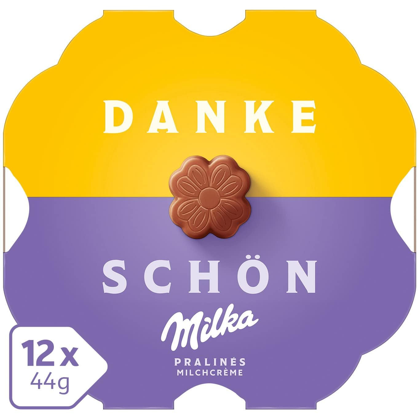 Pralina Milka Little Thank You – Cioccolato al latte alpino con pregiato ripieno di crema al latte – 12 x 44 g