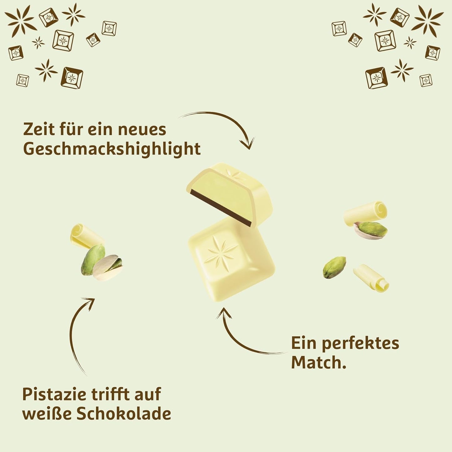 Schogetten Pistacchio Bianco | Cioccolato bianco con ripieno di crema al pistacchio | 100 g| Convenientemente porzionato (confezione da 3)