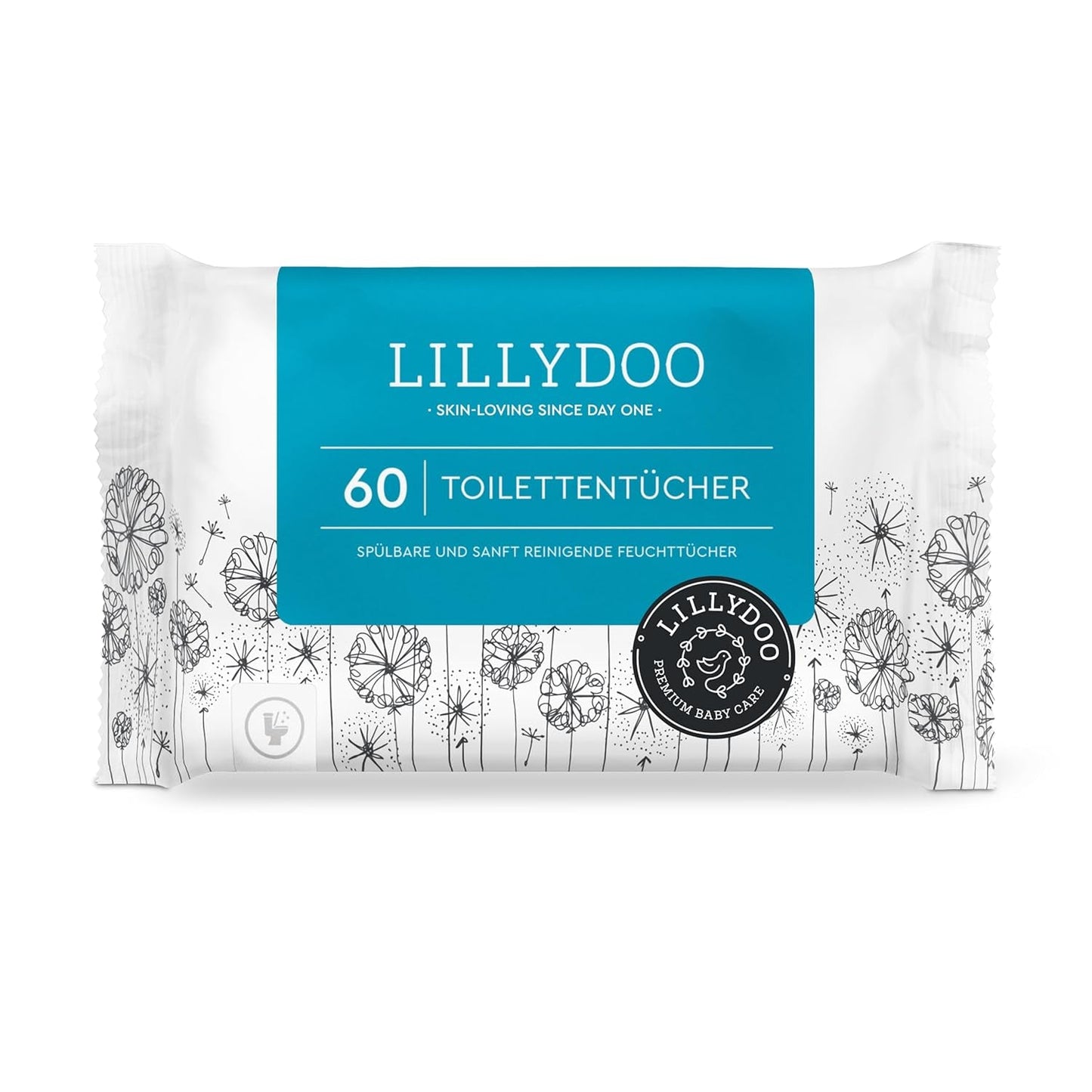 LILLYDOO Salviette umidificate per toilette 720 pezzi (12 x 60) Salviette lavabili senza plastica al 100% Senza profumo